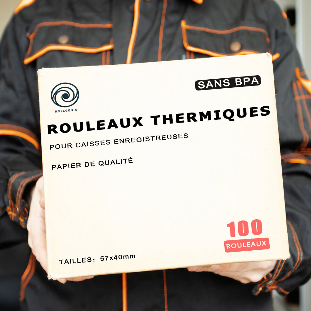 100 Bobines de Papier Thermique 57 x 40 x 12 mm