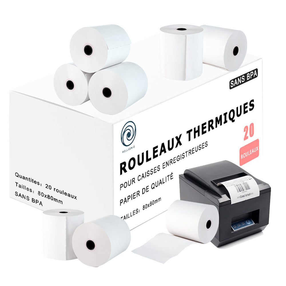 40 Bobines de Papier Thermique 80 x 80 x 12mm